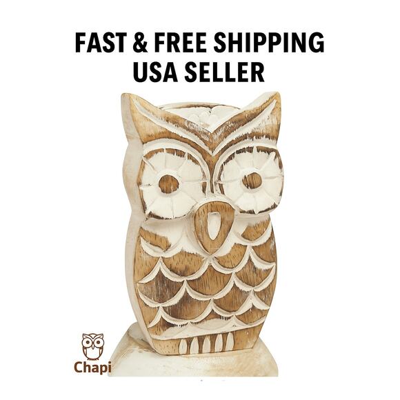 Handcrafted Wooden Owl Eyeglass Holder Stand – Sunglasses Display Gift 5.7” New - Picture 4 of 8